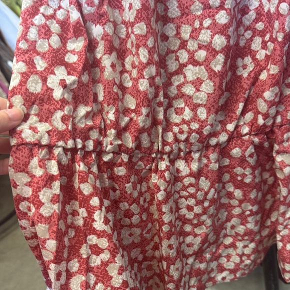 SHEIN Red Floral Long Sleeve Peplum Blouse - Picture 2 of 7